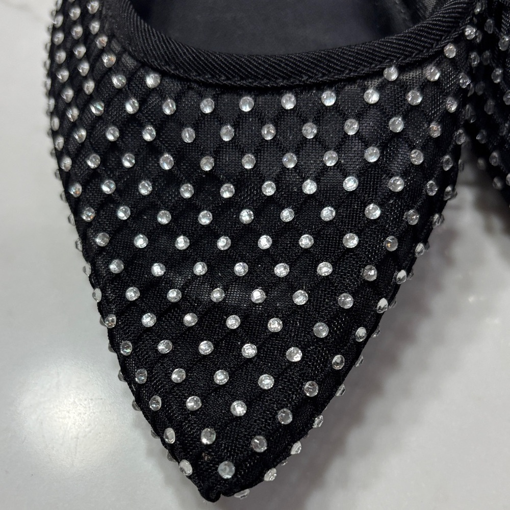 Steve Madden Black Studded Mesh Slingback Flat - Picture 5 of 9